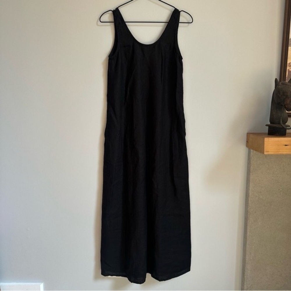 Not Perfect Linen Sardinia Long Black Linen Dress - Picture 1 of 5